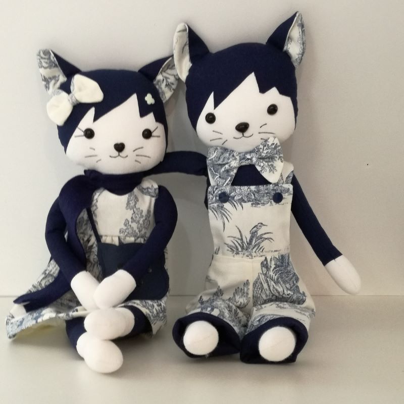 Couple toile de Jouy bleu