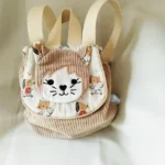 velours côtelé beige imprimé chat et chien skate