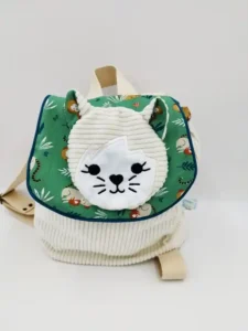 Sac a dos velours cotele BLANC imprime ghost ZAKIA