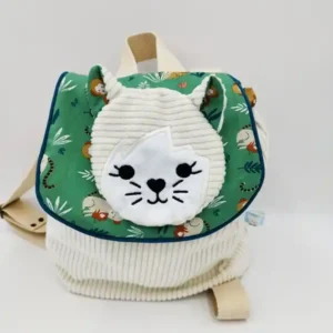 Sac a dos velours cotele BLANC imprime ghost ZAKIA