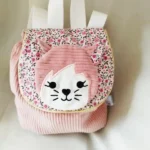 Velours côtelé rose imprimé petites fleurs