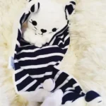 Doudou blanc corps AL bleu et blanc