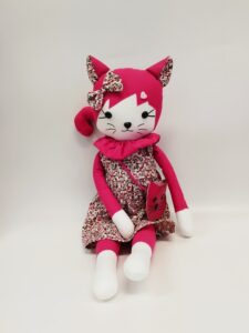 Poupée chat Léonie liberty fuchsia