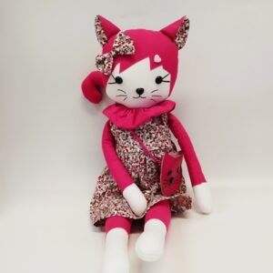 Poupée chat Léonie liberty fuchsia