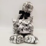 Chat couché toile de Jouy Noir et Blanc