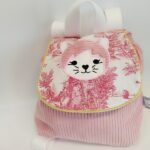 Sac à dos velours rose et Jouy